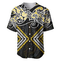 Gold Aotearoa Tukutuku Manawa Tapu Baseball Jersey Ta Moko Toi Maori LT9 Gold - Polynesian Pride