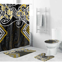Gold Aotearoa Tukutuku Manawa Tapu Bathroom Set Ta Moko Toi Maori LT9 Bathroom Set (4 pcs) Gold - Polynesian Pride