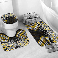 Gold Aotearoa Tukutuku Manawa Tapu Bathroom Set Ta Moko Toi Maori LT9 Mat Set Only (3 pcs) One Size Gold - Polynesian Pride