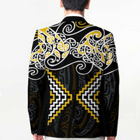 Gold Aotearoa Tukutuku Manawa Tapu Blazer Ta Moko Toi Maori - Polynesian Pride
