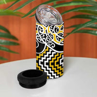 Gold Aotearoa Tukutuku Manawa Tapu 4 in 1 Can Cooler Tumbler Ta Moko Toi Maori
