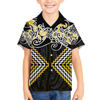 Gold Aotearoa Tukutuku Manawa Tapu Family Matching Puletasi and Hawaiian Shirt Ta Moko Toi Maori