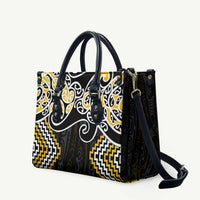 Gold Aotearoa Tukutuku Manawa Tapu Leather Bag Ta Moko Toi Maori LT9 Gold - Polynesian Pride