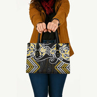Gold Aotearoa Tukutuku Manawa Tapu Leather Bag Ta Moko Toi Maori LT9 - Polynesian Pride