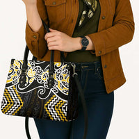 Gold Aotearoa Tukutuku Manawa Tapu Leather Bag Ta Moko Toi Maori LT9 - Polynesian Pride