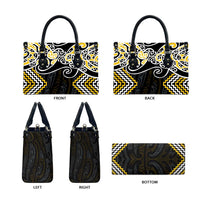 Gold Aotearoa Tukutuku Manawa Tapu Leather Bag Ta Moko Toi Maori LT9 - Polynesian Pride