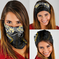 Gold Aotearoa Tukutuku Manawa Tapu Neck Gaiter Ta Moko Toi Maori - Polynesian Pride