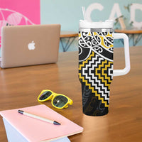 Gold Aotearoa Tukutuku Manawa Tapu Tumbler With Handle Ta Moko Toi Maori