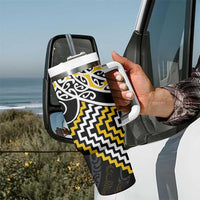 Gold Aotearoa Tukutuku Manawa Tapu Tumbler With Handle Ta Moko Toi Maori