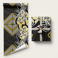 Gold Aotearoa Tukutuku Manawa Tapu Wrapping Paper Ta Moko Toi Maori - Polynesian Pride