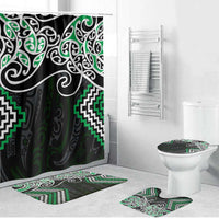 Green Aotearoa Tukutuku Manawa Tapu Bathroom Set Ta Moko Toi Maori LT9 Bathroom Set (4 pcs) Green - Polynesian Pride