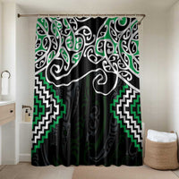 Green Aotearoa Tukutuku Manawa Tapu Bathroom Set Ta Moko Toi Maori LT9 Shower Curtain Only Green - Polynesian Pride