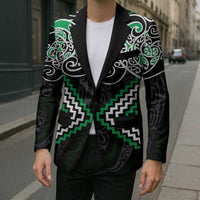 Green Aotearoa Tukutuku Manawa Tapu Blazer Ta Moko Toi Maori - Polynesian Pride