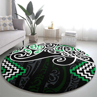 Green Aotearoa Tukutuku Manawa Tapu Round Carpet Ta Moko Toi Maori LT9 - Polynesian Pride