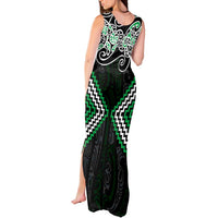 Green Aotearoa Tukutuku Manawa Tapu Tank Maxi Dress Ta Moko Toi Maori LT9 - Polynesian Pride