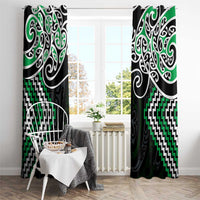 Green Aotearoa Tukutuku Manawa Tapu Window Curtain Ta Moko Toi Maori