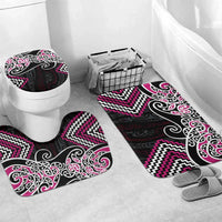 Pink Aotearoa Tukutuku Manawa Tapu Bathroom Set Ta Moko Toi Maori LT9 Mat Set Only (3 pcs) One Size Pink - Polynesian Pride