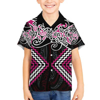 Pink Aotearoa Tukutuku Manawa Tapu Family Matching Puletasi and Hawaiian Shirt Ta Moko Toi Maori