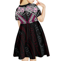 Pink Aotearoa Tukutuku Manawa Tapu Kid Short Sleeve Dress Ta Moko Toi Maori
