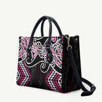 Pink Aotearoa Tukutuku Manawa Tapu Leather Bag Ta Moko Toi Maori LT9 Pink - Polynesian Pride