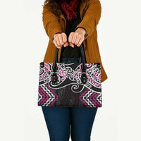 Pink Aotearoa Tukutuku Manawa Tapu Leather Bag Ta Moko Toi Maori LT9 - Polynesian Pride