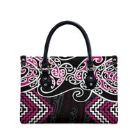 Pink Aotearoa Tukutuku Manawa Tapu Leather Bag Ta Moko Toi Maori LT9 - Polynesian Pride