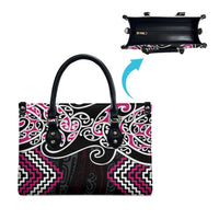 Pink Aotearoa Tukutuku Manawa Tapu Leather Bag Ta Moko Toi Maori LT9 - Polynesian Pride