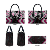 Pink Aotearoa Tukutuku Manawa Tapu Leather Bag Ta Moko Toi Maori LT9 - Polynesian Pride