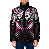 Pink Aotearoa Tukutuku Manawa Tapu Padded Jacket Ta Moko Toi Maori - Polynesian Pride