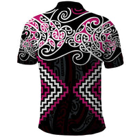 Pink Aotearoa Tukutuku Manawa Tapu Polo Shirt Ta Moko Toi Maori
