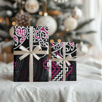 Pink Aotearoa Tukutuku Manawa Tapu Wrapping Paper Ta Moko Toi Maori - Polynesian Pride