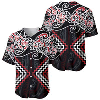 Red Aotearoa Tukutuku Manawa Tapu Baseball Jersey Ta Moko Toi Maori LT9 - Polynesian Pride
