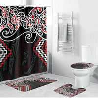 Red Aotearoa Tukutuku Manawa Tapu Bathroom Set Ta Moko Toi Maori LT9 Bathroom Set (4 pcs) Red - Polynesian Pride
