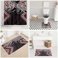 Red Aotearoa Tukutuku Manawa Tapu Bathroom Set Ta Moko Toi Maori LT9 - Polynesian Pride