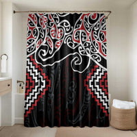 Red Aotearoa Tukutuku Manawa Tapu Bathroom Set Ta Moko Toi Maori LT9 Shower Curtain Only Red - Polynesian Pride