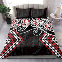 Red Aotearoa Tukutuku Manawa Tapu Bedding Set Ta Moko Toi Maori