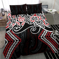 Red Aotearoa Tukutuku Manawa Tapu Bedding Set Ta Moko Toi Maori