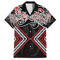 Red Aotearoa Tukutuku Manawa Tapu Family Matching Tank Maxi Dress and Hawaiian Shirt Ta Moko Toi Maori