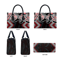 Red Aotearoa Tukutuku Manawa Tapu Leather Bag Ta Moko Toi Maori - Polynesian Pride