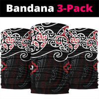 Red Aotearoa Tukutuku Manawa Tapu Neck Gaiter Ta Moko Toi Maori - Polynesian Pride