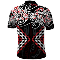 Red Aotearoa Tukutuku Manawa Tapu Polo Shirt Ta Moko Toi Maori