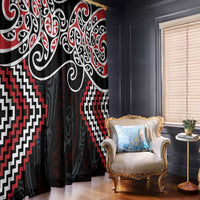 Red Aotearoa Tukutuku Manawa Tapu Window Curtain Ta Moko Toi Maori