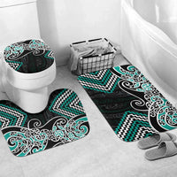 Turquoise Aotearoa Tukutuku Manawa Tapu Bathroom Set Ta Moko Toi Maori LT9 Mat Set Only (3 pcs) One Size Turquoise - Polynesian Pride
