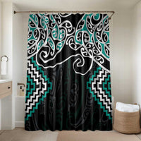 Turquoise Aotearoa Tukutuku Manawa Tapu Bathroom Set Ta Moko Toi Maori LT9 Shower Curtain Only Turquoise - Polynesian Pride