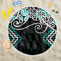 Turquoise Aotearoa Tukutuku Manawa Tapu Beach Blanket Ta Moko Toi Maori