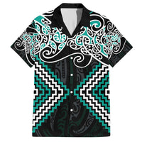 Turquoise Aotearoa Tukutuku Manawa Tapu Hawaiian Shirt Ta Moko Toi Maori
