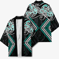 Turquoise Aotearoa Tukutuku Manawa Tapu Kimono Ta Moko Toi Maori - Polynesian Pride
