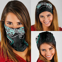 Turquoise Aotearoa Tukutuku Manawa Tapu Neck Gaiter Ta Moko Toi Maori - Polynesian Pride