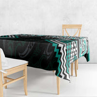 Turquoise Aotearoa Tukutuku Manawa Tapu Tablecloth Ta Moko Toi Maori