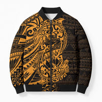 Gold Couple Dolphins Maori Polynesian Style Bomber Puffer Jacket - Polynesian Pride